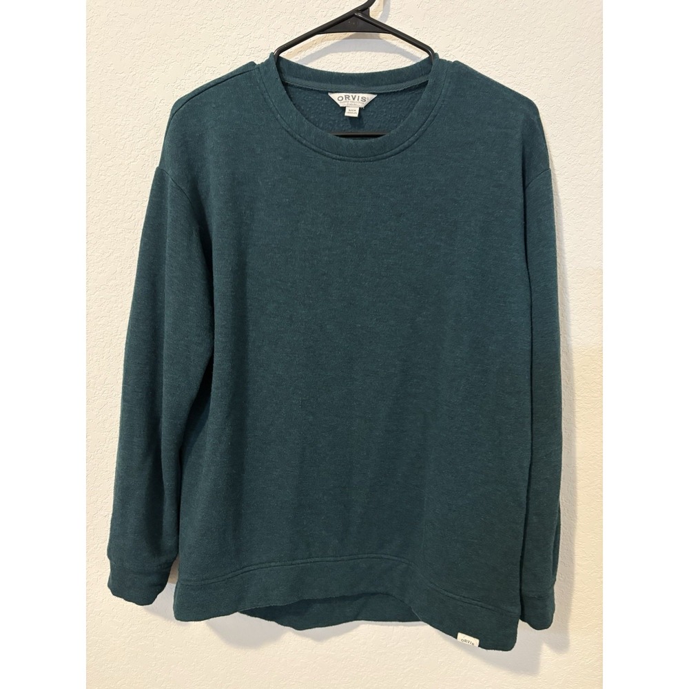 Orvis Men's Forest Green Long Sleeve Crew Neck Pullover Sweater Size Small Soft